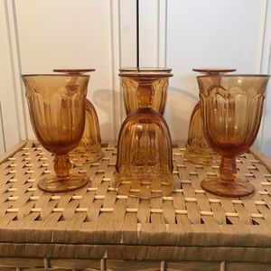VNT Amber Glass Goblets Set of 6